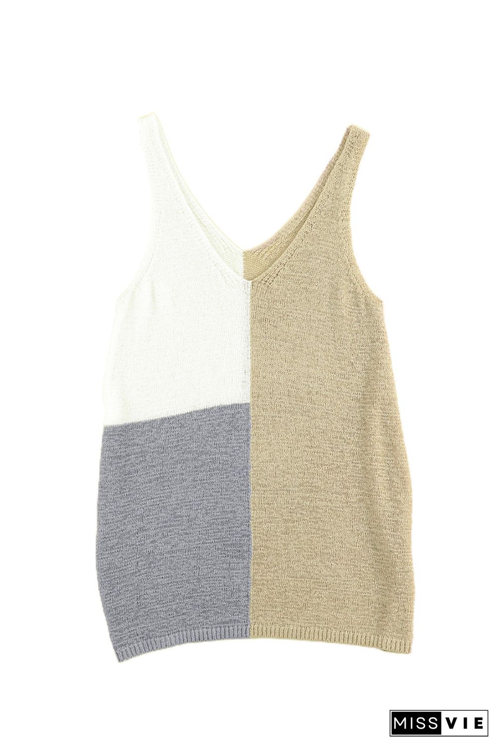 Color Block Knitted Tank Top