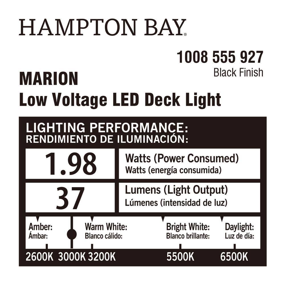 Hampton Bay Marion Low Voltage Hardwired Black LED Stair Light with Weather Resistant LBW2601LX-01