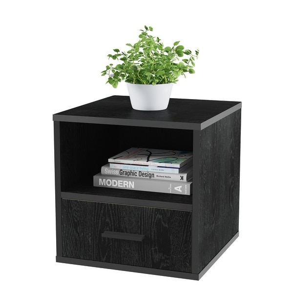 Hastings Home Cube End Table with Drawer - 15.75