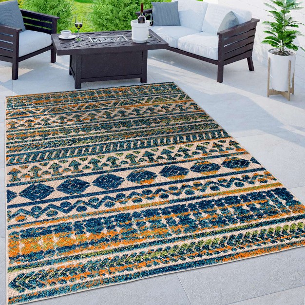 World Rug Gallery Modern Stripes Faded Geometric Indoor outdoor Area Rug