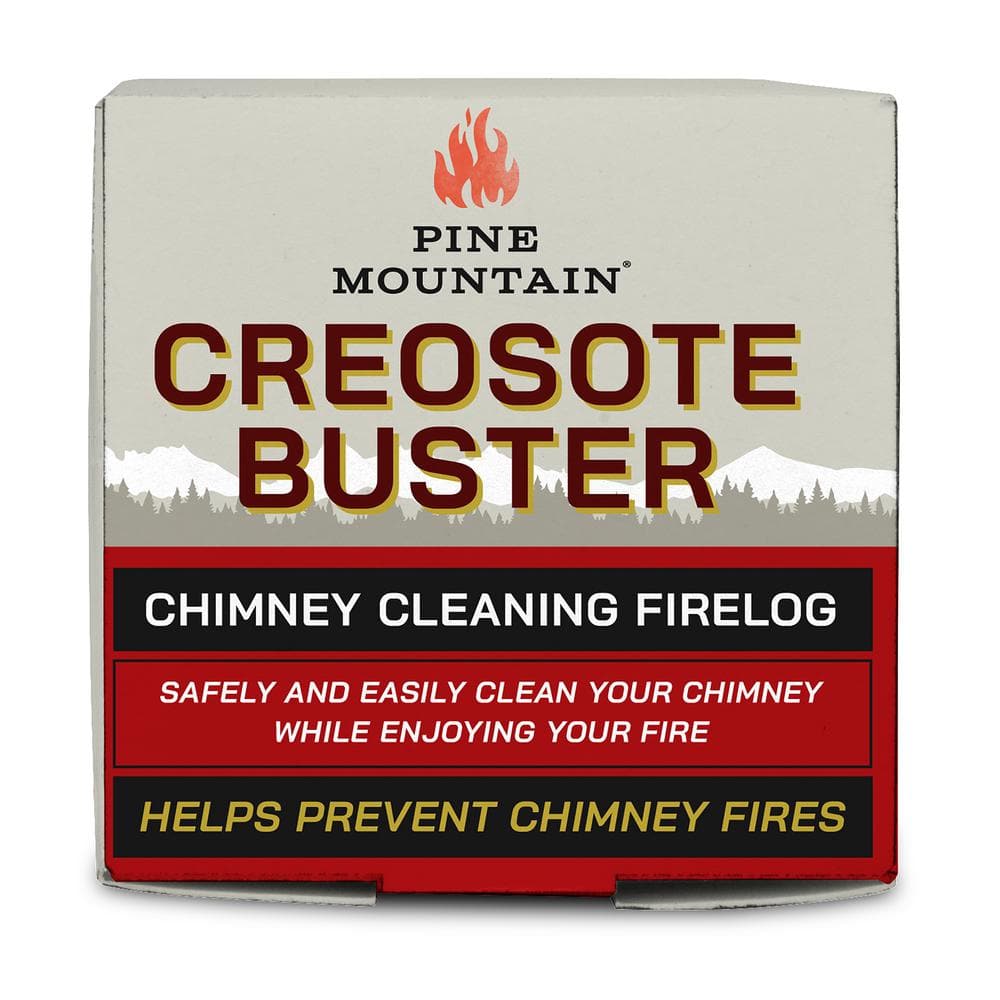 Pine Mountain Creosote Buster Chimney Cleaning Safety Fire Wax Log， Large， for Fireplaces and Wood Stoves (1-Pack) 41525-01500