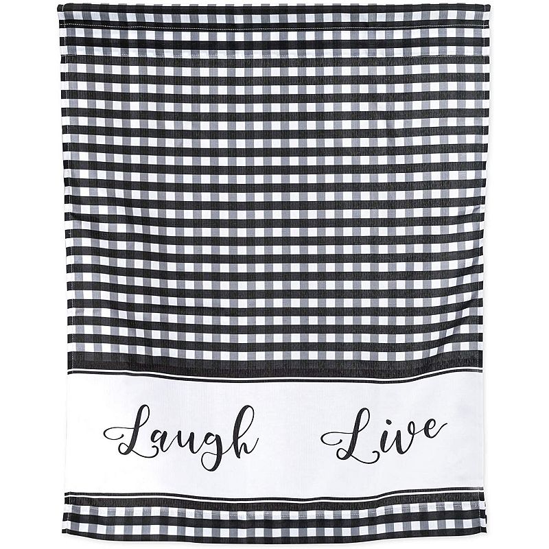 3 Piece Kitchen Curtains and Valances Set， 36 Inches Long for Window， Love Family Laugh Live (Black and White)