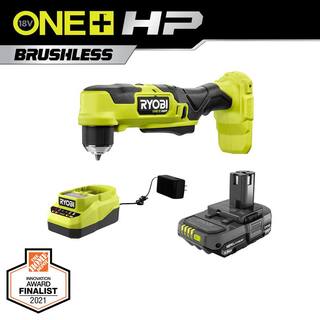 RYOBI ONE+ HP 18V Brushless Cordless Compact 38 in. Right Angle Drill Kit with (1) 1.5 Ah Battery and 18V Charger PSBRA02K