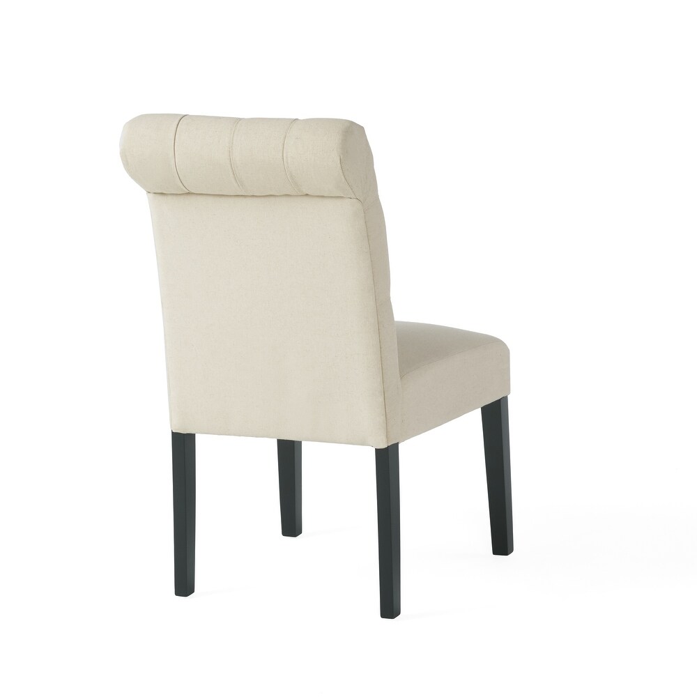 Dinah Roll Top Ivory Fabric Dining Chair (Set of 2) by Christopher Knight Home