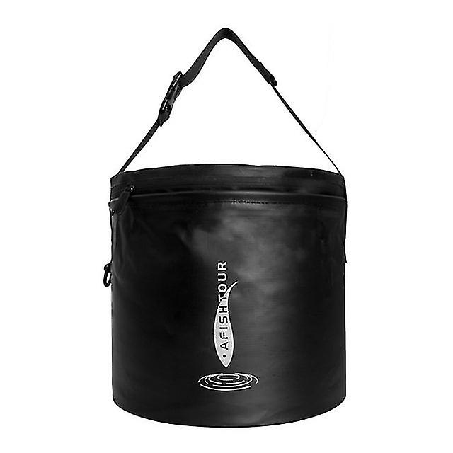 Foldable Fishing Bucket With Air Vents Portable Water Bucket With Adjustable Shoulder Strap For Camping Fishing Kayaking Boating