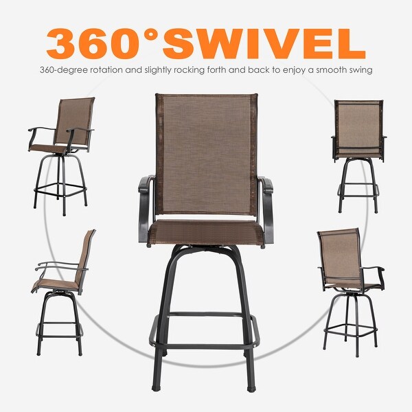 Outdoor 3Piece Patio Swivel Bar Stool Set