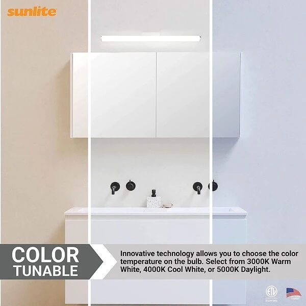 Sunlite 18 in. Brushed Nickel LED with Adjustable CCT 3000K 4000K 5000K Dimmable 1400 Lumen Linear Bar Vanity Light