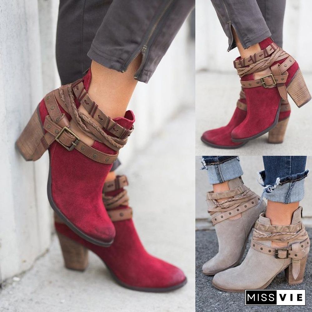 Winter Plain Buckle Boots