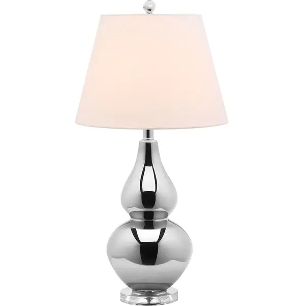 SAFAVIEH Lighting 27-inch Cybil Silver Double Gourd Table Lamp - 14