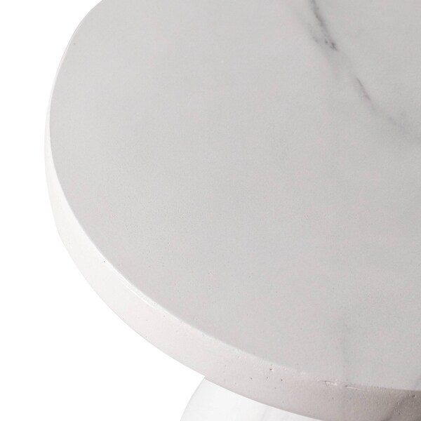 Modern Round Side Table Fiberstone Accent Table with Pedestal Base Dune Series by LeisureMod