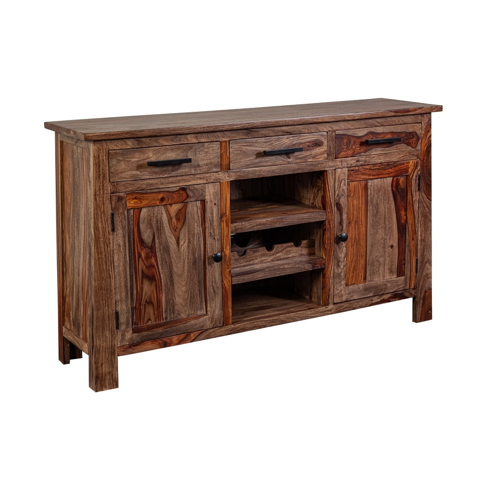 Porter Designs Kalispell Solid Sheesham Wood Sideboard Bar  Natural.