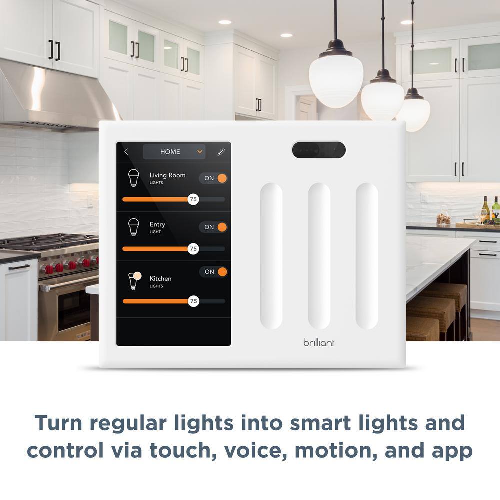 Brilliant Smart Home Control 3-Switch Panel -Alexa Google Assistant Apple Homekit Ring Sonos and More BHA120US-WH3