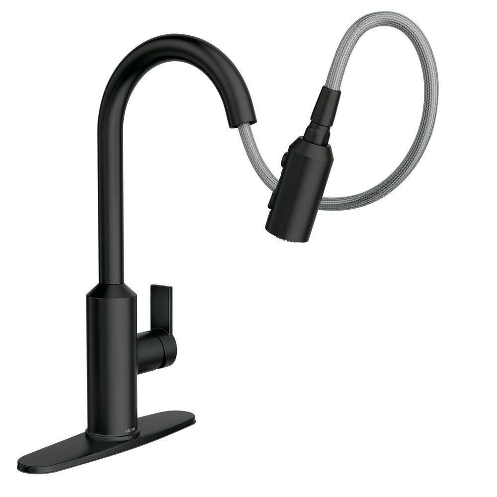 MOEN Meena Single-Handle Pull-Down Sprayer Kitchen Faucet with Power Clean and Reflex in Matte Black 87270BL