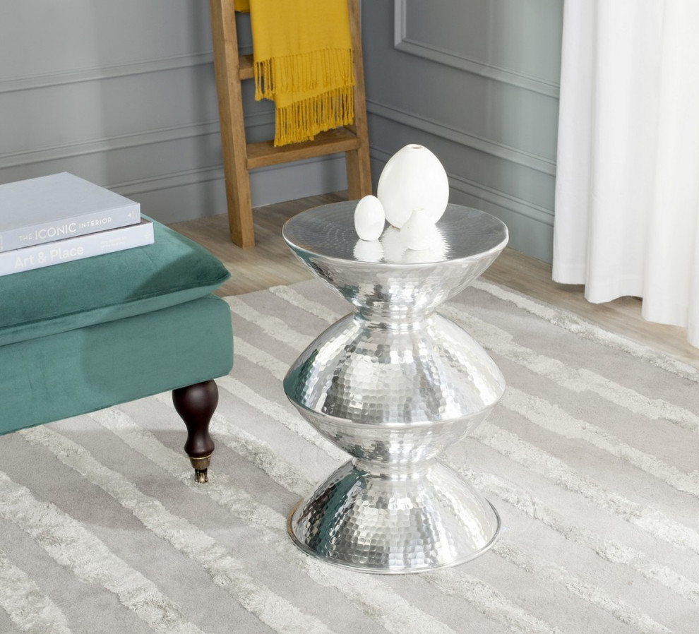 Davis Metal Table Stool Silver   Contemporary   Side Tables And End Tables   by AED Luxury Home Decor  Houzz