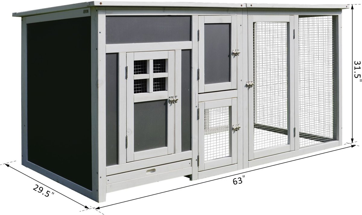 PawHut Backyard PC Roof with Run Box Chicken Coop