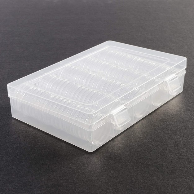 Juvale 100 Pieces Coin Collecting Starter Holders With Capsules And Storage Box clear