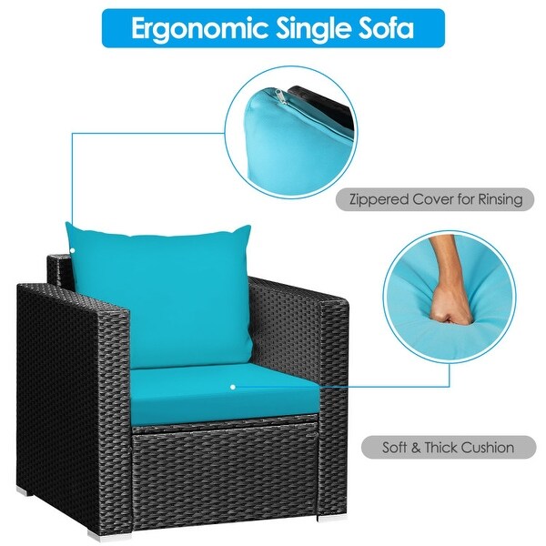 3 Pieces Patio wicker Furniture Set with Cushion