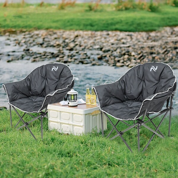 DoCred Oversized Camping Chair，Fully Padded Folding Moon Chair