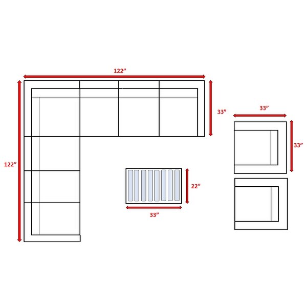 LSI 10 Piece Rattan Sectional Seating Group with Cushions