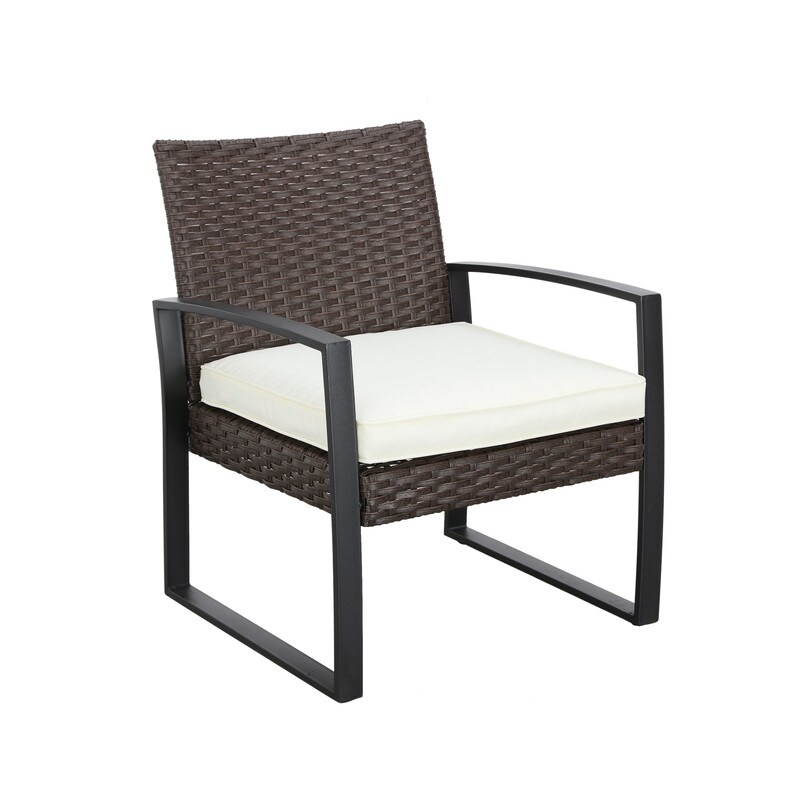 Patio Festival 5 Piece Outdoor Wicker Conversation Set with Ottomans and Table