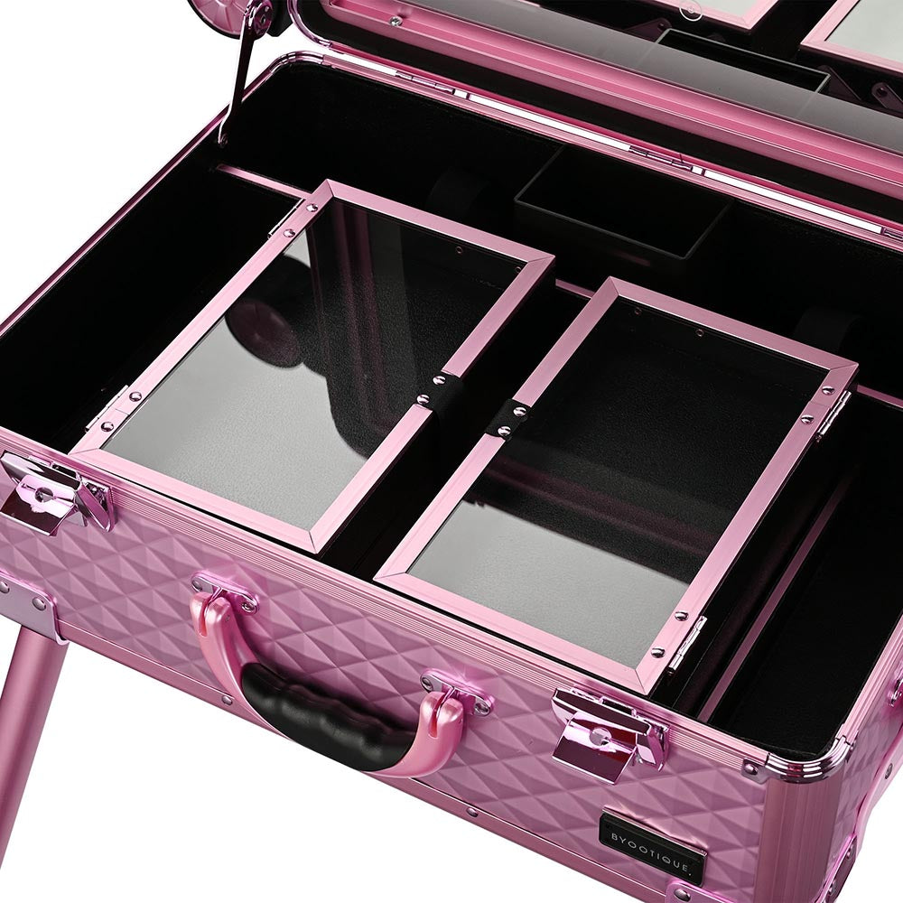 Byootique Rolling Studio Makeup Case with LED Mirror & Stand