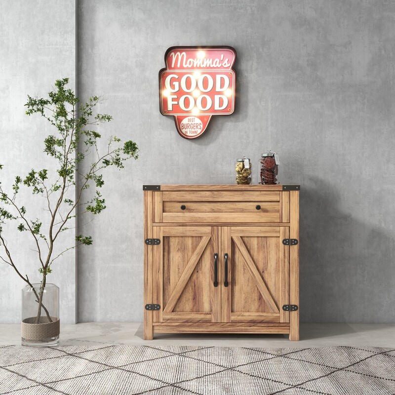 30 Inch Farmhouse Style Storage Sideboard Cabinet with Brain Door 2 Colors