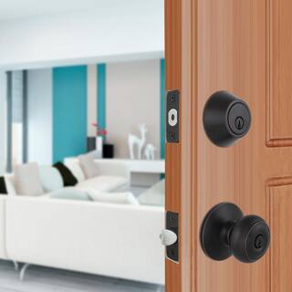 Defiant Hartford Aged Bronze Entry Knob and Single Cylinder Deadbolt Combo Pack BGX7L1B