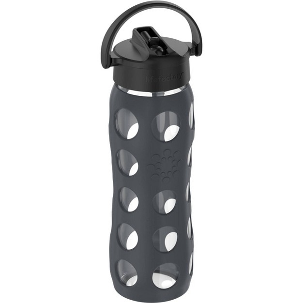 Lifefactory 22oz Glass Hydration Bottle With Straw Cap Carbon