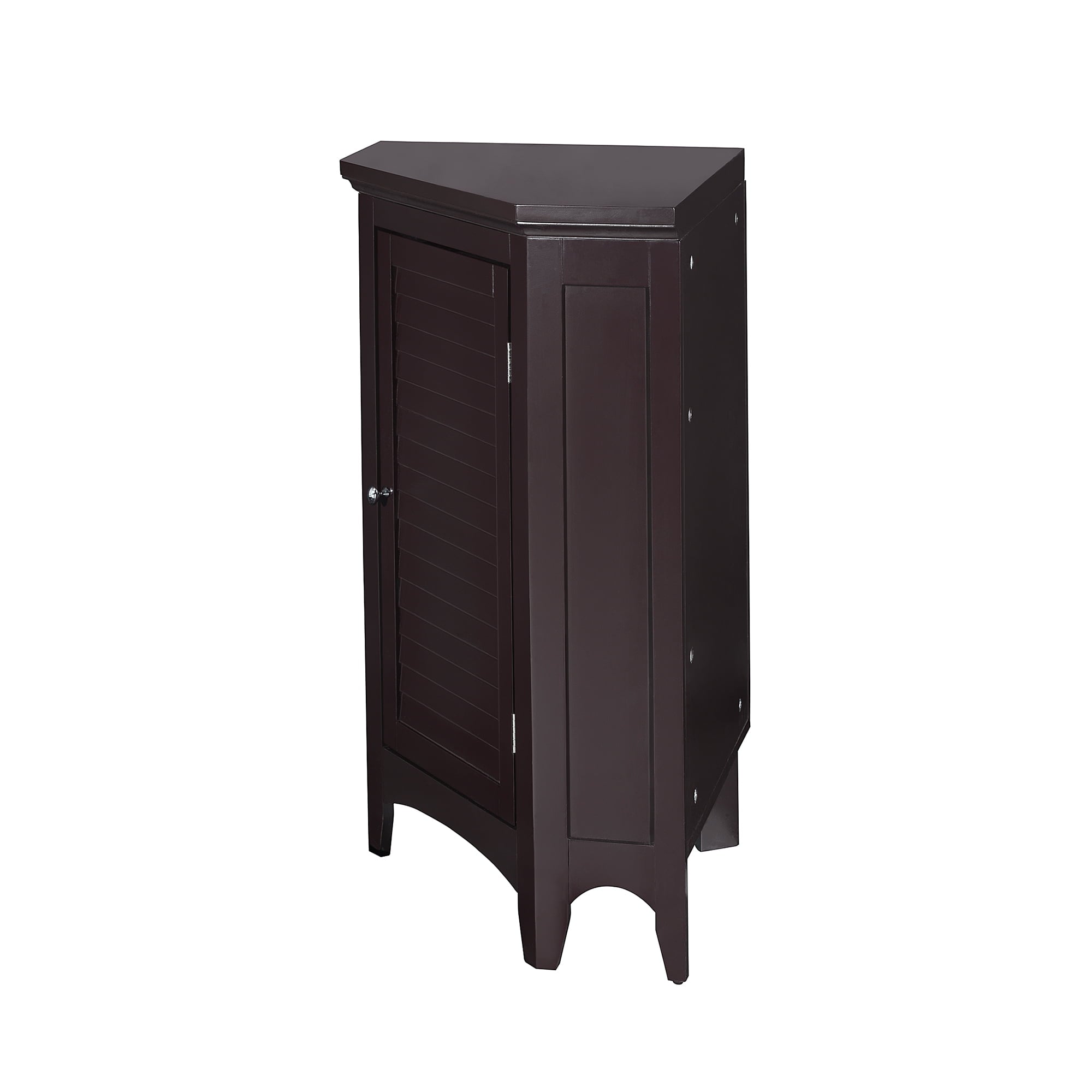 Teamson Home Glancy Wooden Corner Floor Cabinet with Shutter Door, Dark Brown