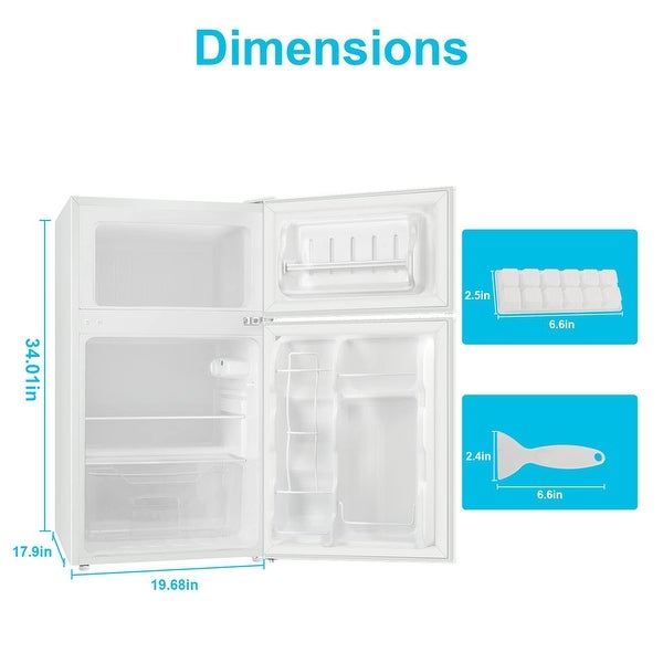 3.2 cu.ft. Mini Refrigerator with Freezer， Reversible Single Door， Energy Saving， Low Noise