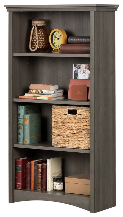 South Shore Artwork 4 Shelf Bookcase in Gray Maple   Traditional   Bookcases   by Homesquare  Houzz