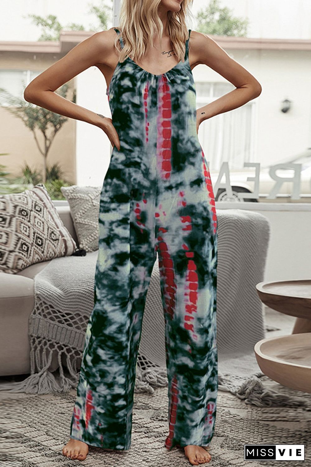 Print Long Pants Loose Jumpsuit Wholesale