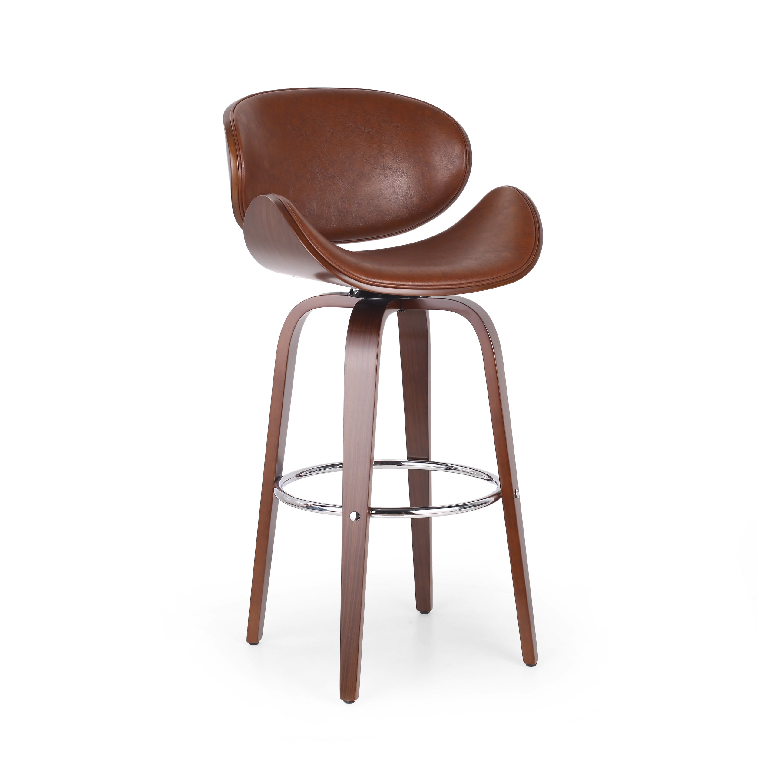 Candler Mid-Century Modern Upholstered Swivel Barstool