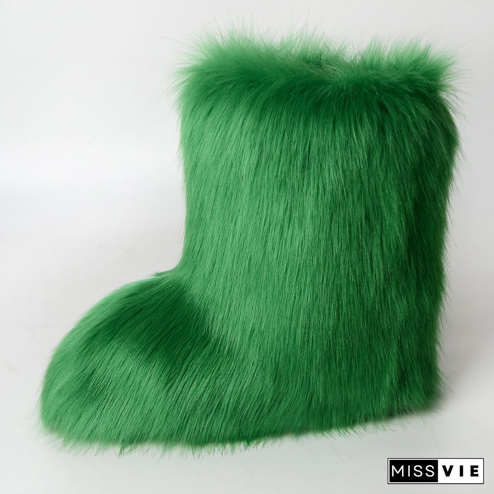 Fashion Casual Fur Boots Plus Velvet Ski Boots