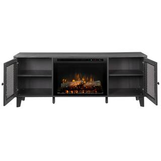 Dimplex Dean 65 in. Media Console in Wrought Iron with a 26 in. Electric Fireplace with Logs GDS26L8-1909WI