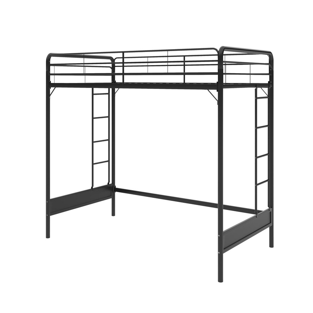 RealRooms Colten Loft Bed  Teen Bedroom Space Saver  Two Sided Ladder  Twin  Black