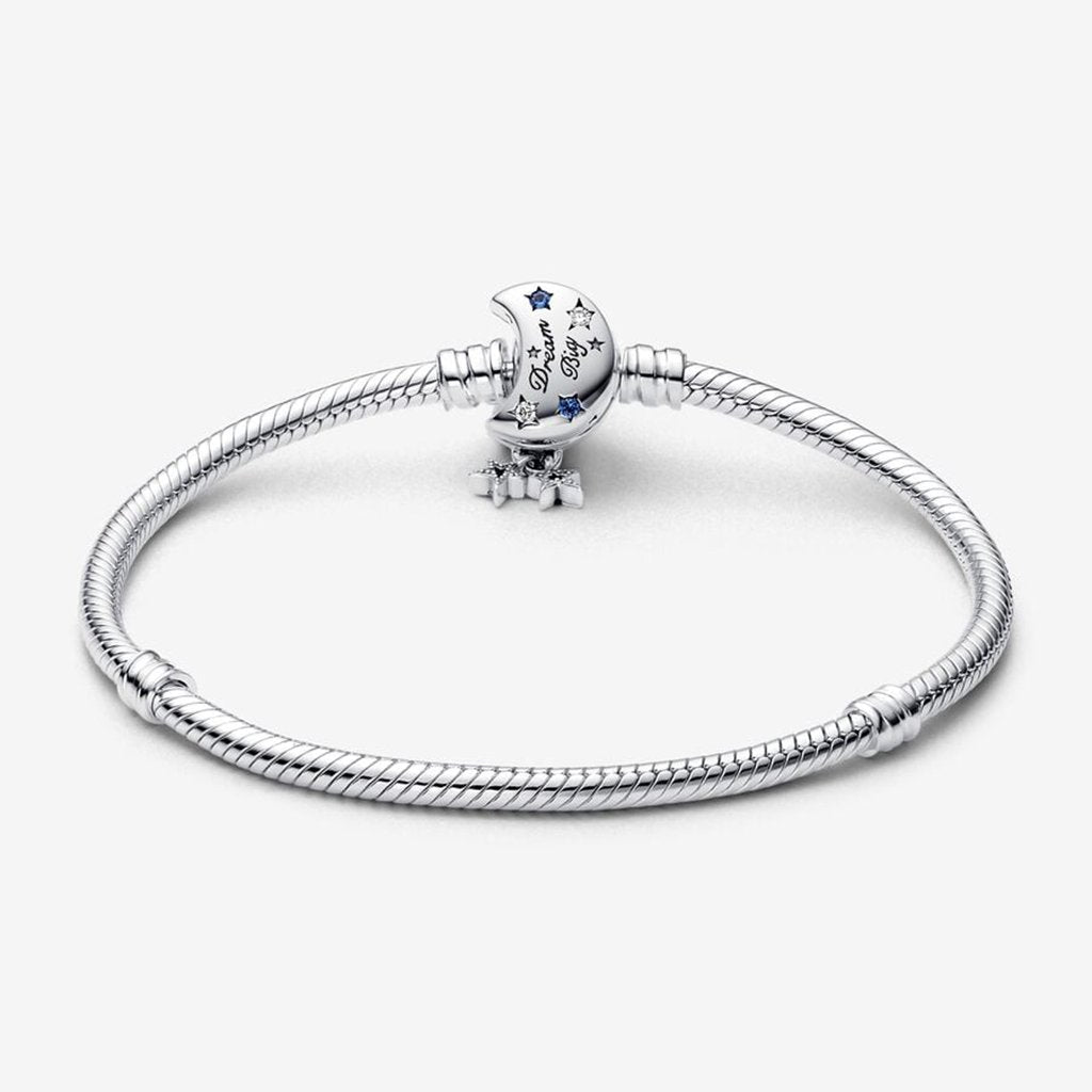 PANDORA  Pandora Moments Sparkling Moon Clasp Snake Chain Bracelet