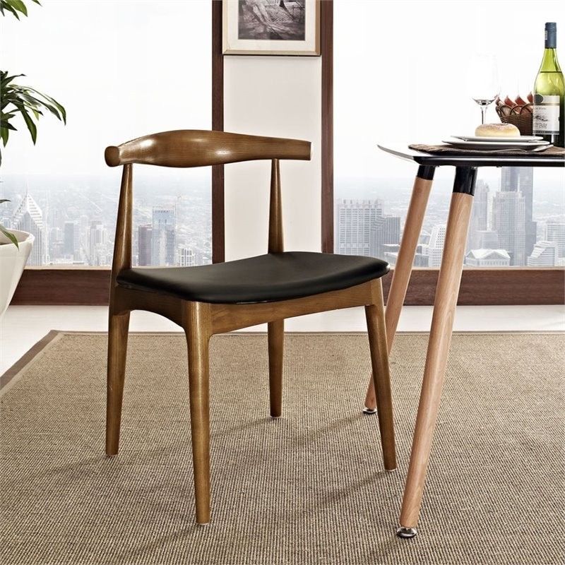 Hawthorne Collections 18 quotModern Leather Dining Side Chair in Black   Midcentury   Dining Chairs   by Homesquare  Houzz