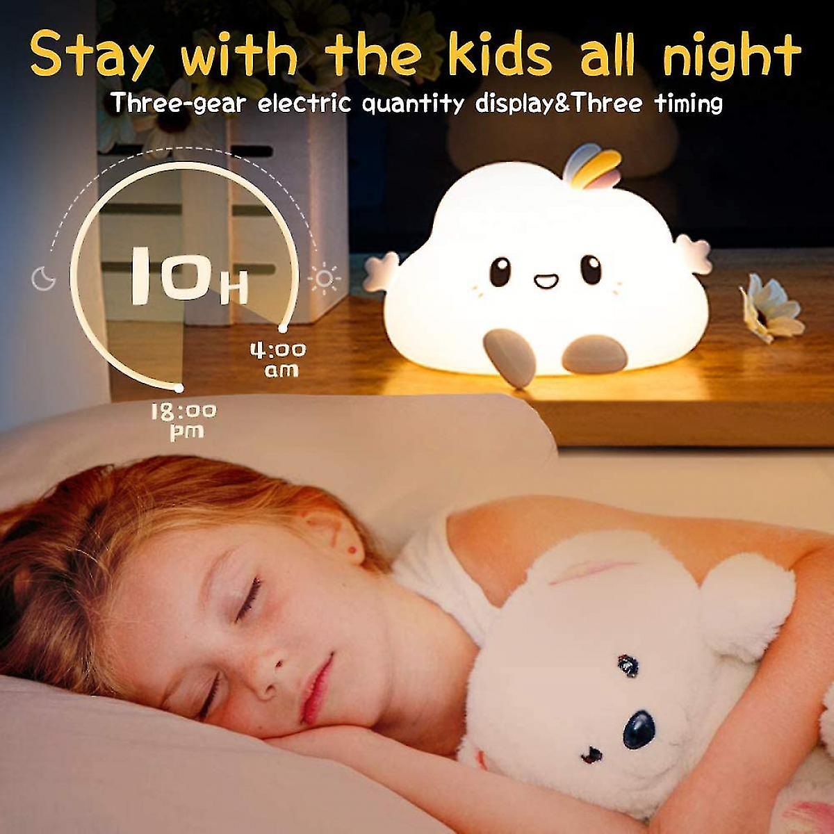 Kids Night Lights For Kids Room， Cute Baby Night Light， Toddler Night Lights， Rechargeable Night Light For Girls， Kawaii Silicone Cloud Night Light