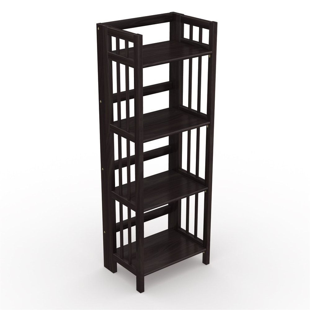 No Assembly Folding Four Shelf Bookcase (16 Inches Wide)