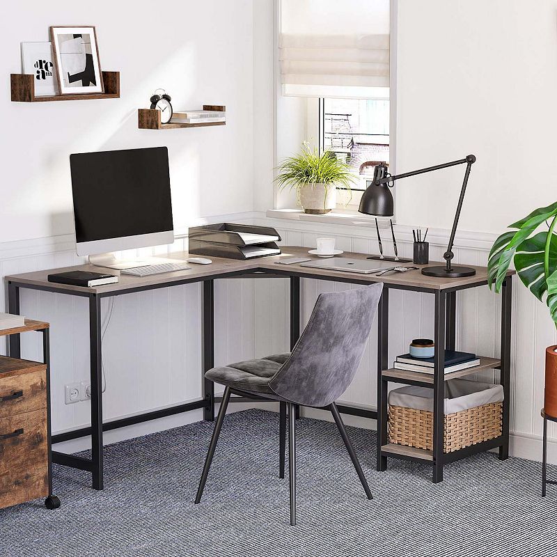 Space Saving Corner Computer Desk Greige