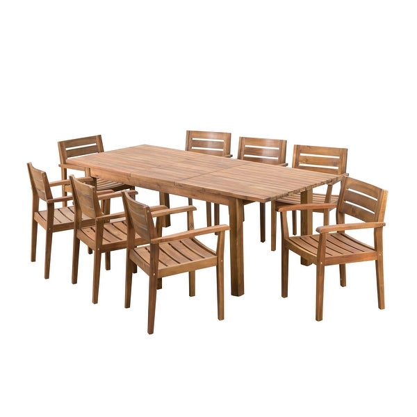 Wilson Outdoor Wood Expandable Rectangle Dining Set by Christopher Knight Home - Overstock - 20102297