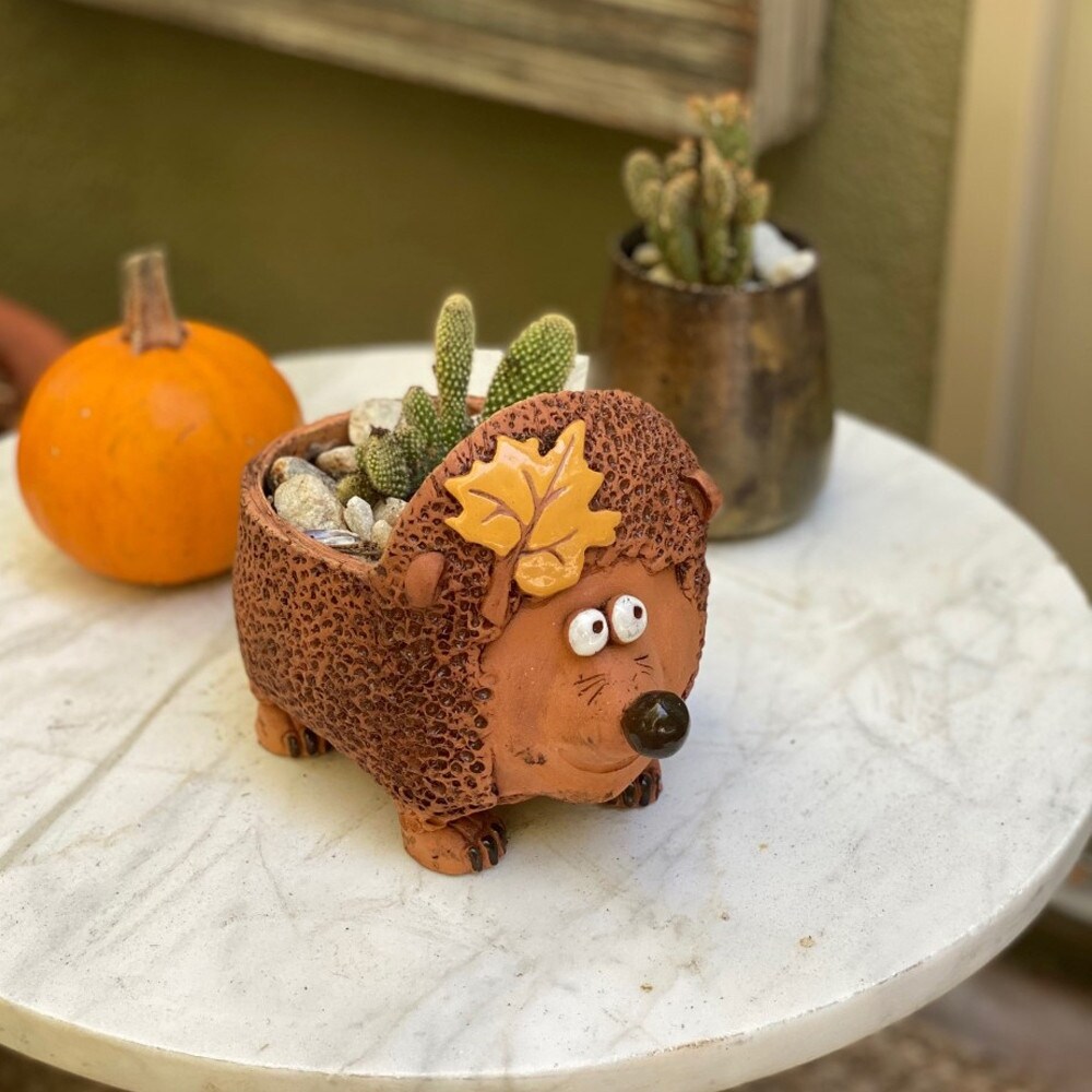 Golden Ceramics Flower Pot Planter   Hedgehog   7.5\