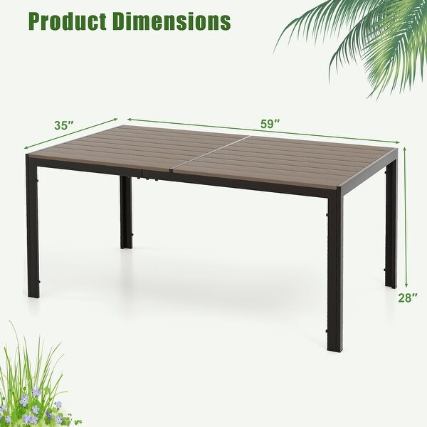 Gymax 59'' x 35'' Large Rectangle Outside Table w/ Metal Legs