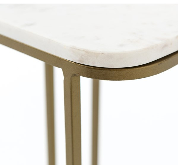 Luca End Table Iron Matte Brass  Polished White Marble   Contemporary   Side Tables And End Tables   by Rustic Home Furniture Deco  Houzz