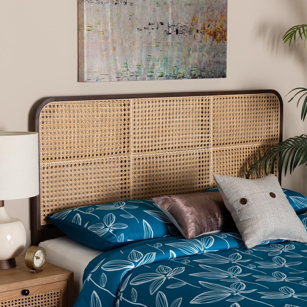 bali   pari Lainer Modern Bohemian Bayur Wood and Natural Rattan Headboard