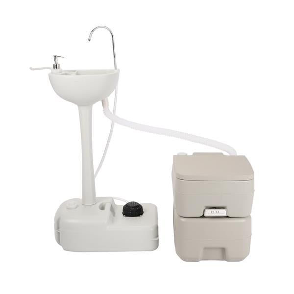 Miekor Portable Sink & Toilet Combo,5Gal Hand Washing Station & 5.3 Gal Flushing Toilet