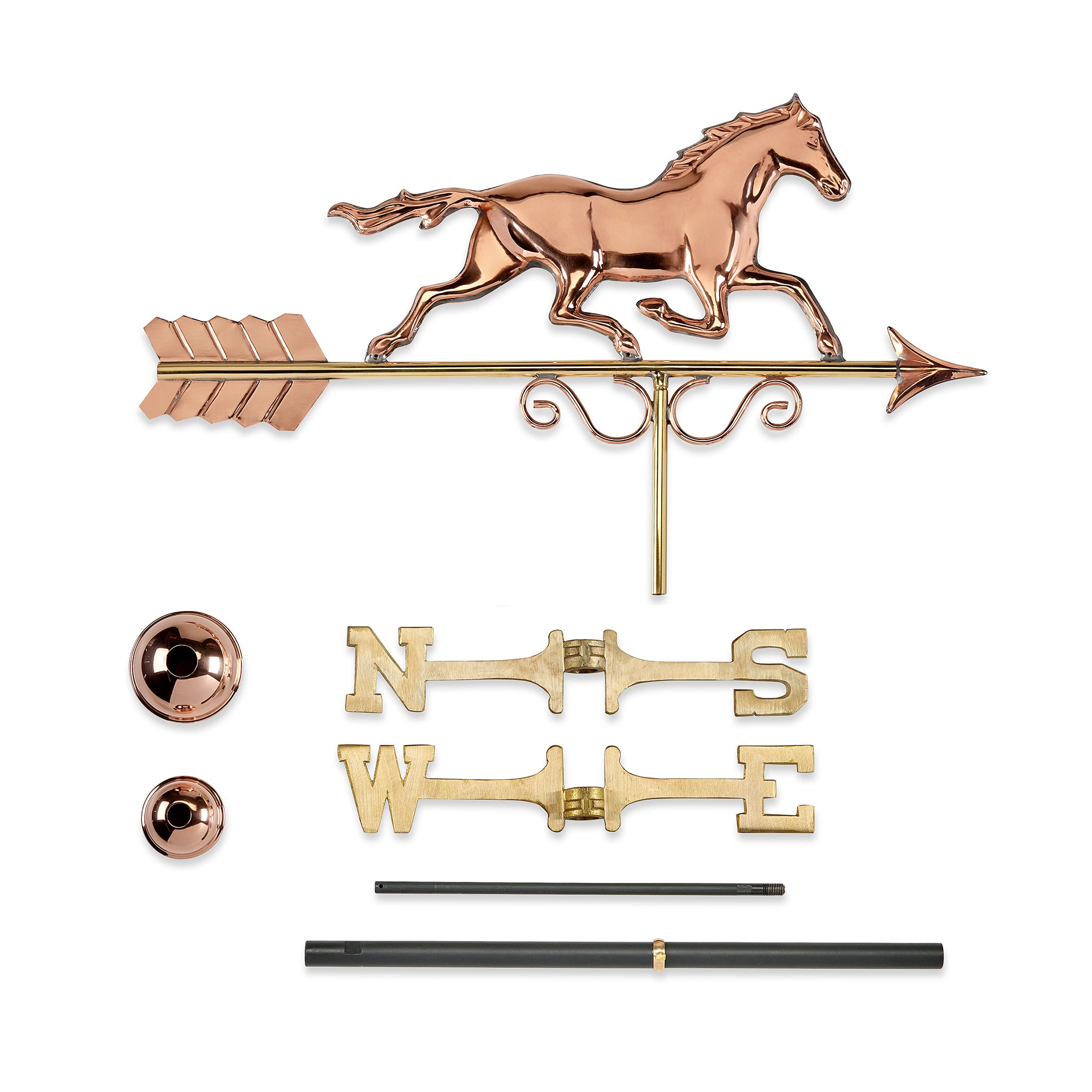 Good Directions Galloping Horse Weathervane， Polished Copper - 24