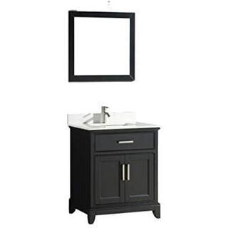 Vanity Art Genoa 24 in. W x 22 in. D x 36 in. H Bath Vanity in Espresso with Engineered Marble Top in White with Basin and Mirror VA1024-E