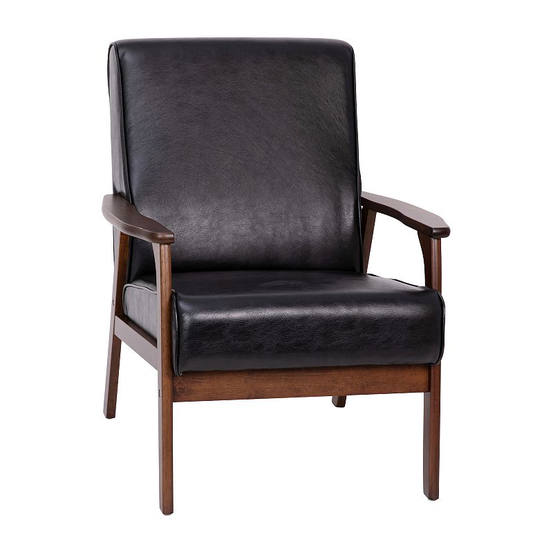 Emma and Oliver Langmore Upholstered Mid-Century Modern Arm Chair with Wood Frame